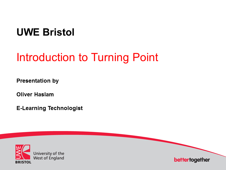 Powerpoint to support staff development workshop on TurningPoint